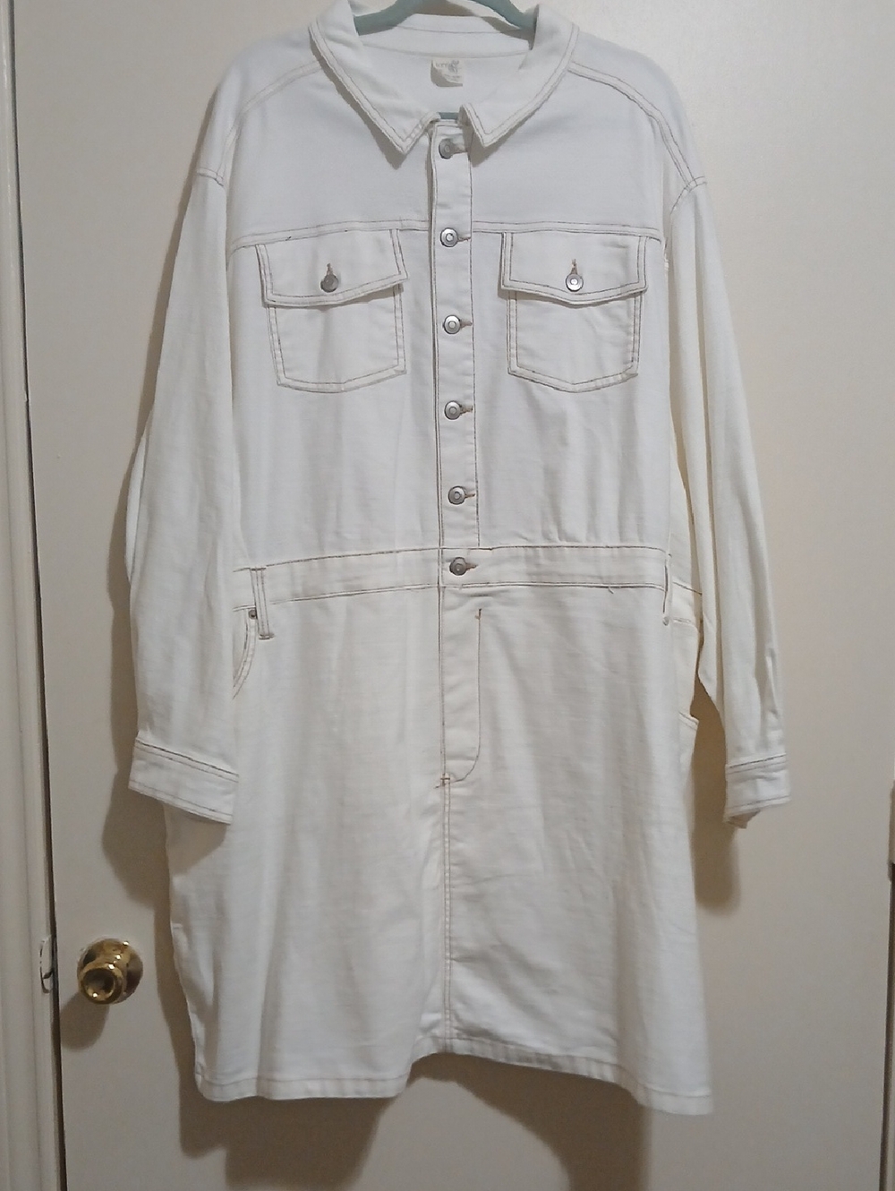 Terra & Sky 4X Off-white Button-Down Mini Dress w Pockets